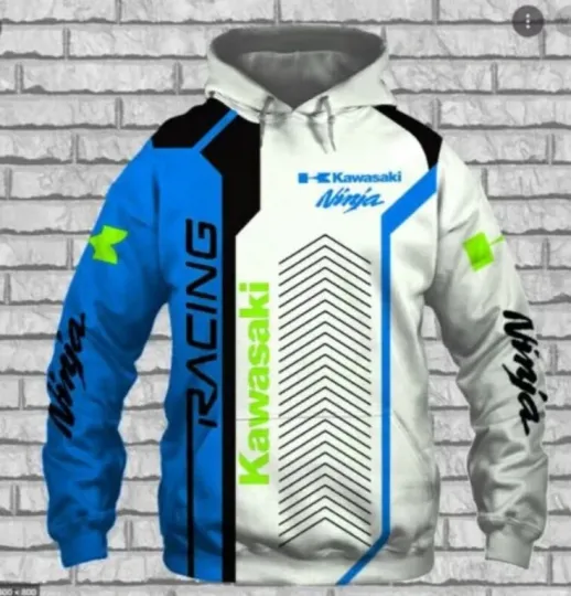Discover Kaawasaki Hoodie 3D Team Racing All Over Printed For Gift Lovely White Blue New