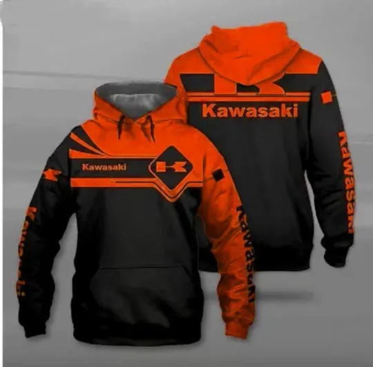 Discover 3D Hoodie Gilf for friend Printed For Gift Full Size Kawasaki Red Black New Sale