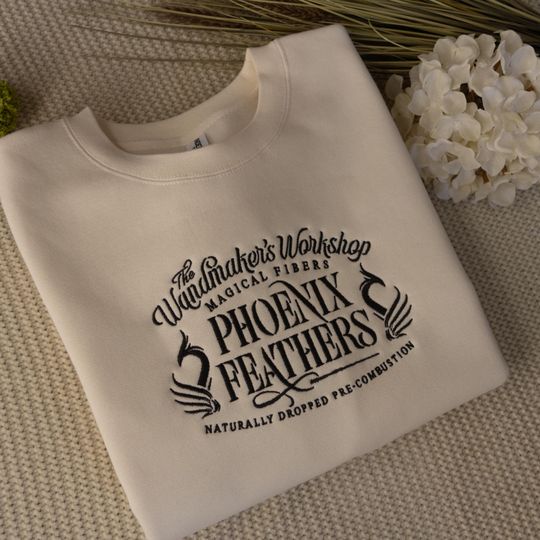 Phoenix Feathers Embroidered Crewneck | 10 Oz Independent Unisex Heavy-Weight Crewneck