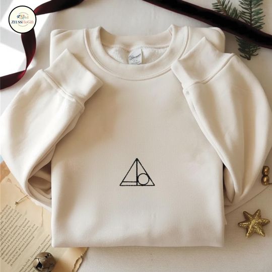 Discover Wizard Icons Embroidered Sweatshirt, Magical Book Lover Embroidered Crewneck, Wizard Movie Embroidered Shirt, Gift For Booklover Fan, ESS783