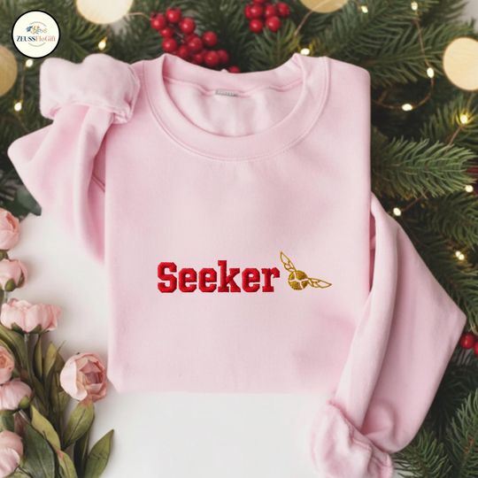 Discover Embroidered Wizard School Seeker Sweatshirt, Embroidered Wizard Sweatshirt, Book Lover Gift, Magic Shirt, Movie Embroidered Shirt ESS788