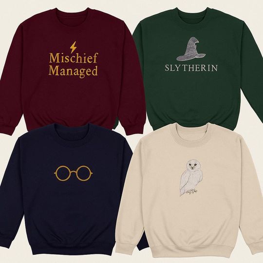 Discover Magical Wizard Embroidered Sweatshirt - Unisex Cozy Spellcaster Crewneck Gift for Book Lovers & Fantasy Fans