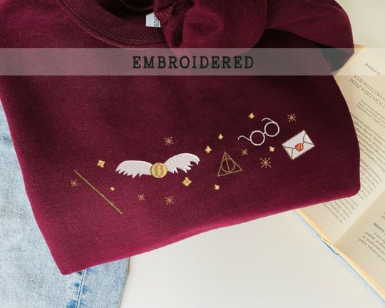 Discover Wizard Wand Shop Embroidered Sweatshirt, Wizard Hoodie, Universal Trip Sweater, Wizard Book Shop, Gift For Book Nerd, Bookish Pullover