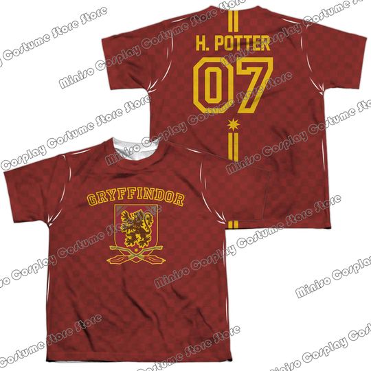 Warner Brothers Male Harry Potter 07 Gryffindor Quidditch All-printed T-shirt for Men and Women 3D Short-sleeved
