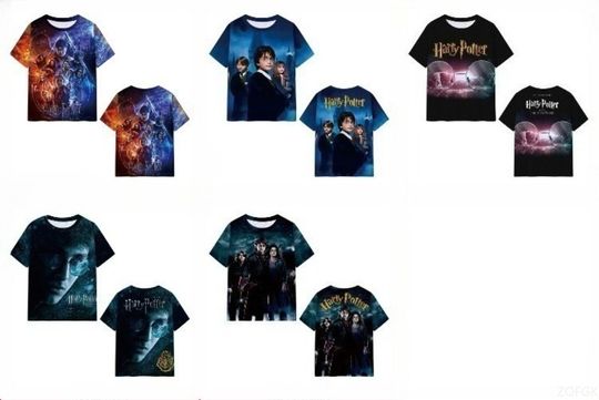 Summer Trendy Magic Potter 3D Digital Fashion Personalized Printed Comfortable New Loose Casual Round Neck T-shirt