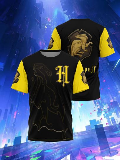 Hufflepuff V2 Harry Potter T-shirt Spring and Autumn Men and Women Adult Children 3D Printing Daily Travel Queue To Wear