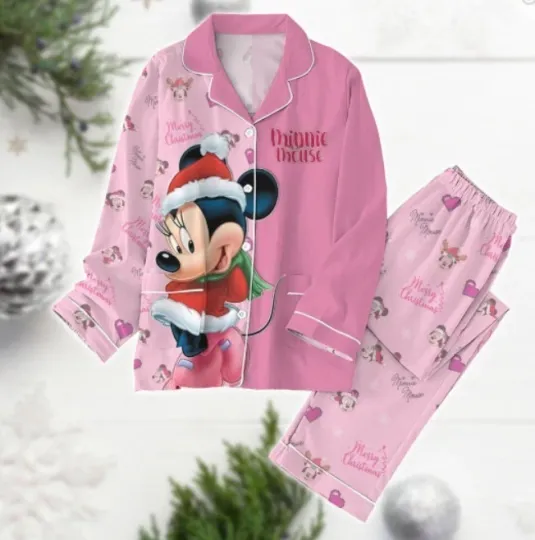 Discover Christmas Pajamas Set for Girls with Mickey Mouse and Santa Hat