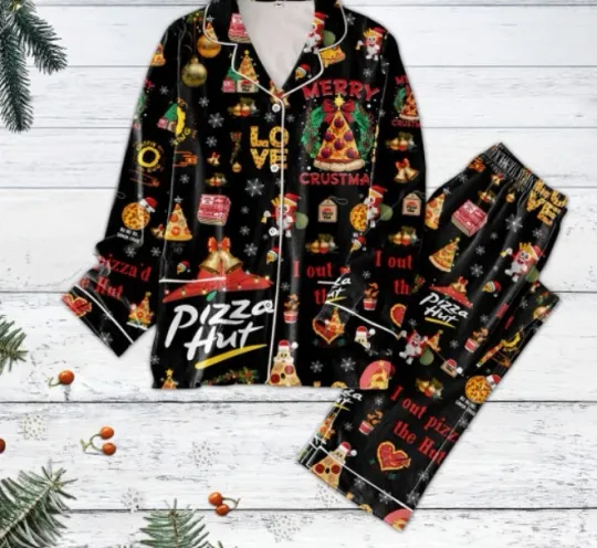 Discover Pizza Hut Merry Crustmas Pyjama Pajamas Set