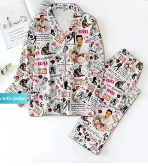 Discover Christmas Elvs Pajamas Set, King Pajamas, Presley Pajamas Long Sleeve Pyjamas