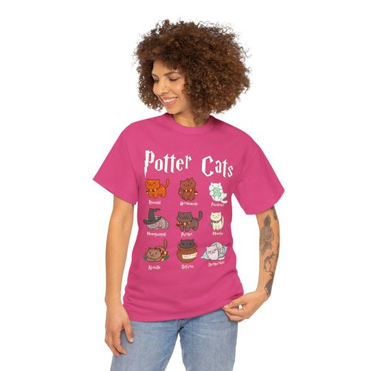 Discover Harry Potter Cats Graphic Tee: Whimsical Potterhead Shirt