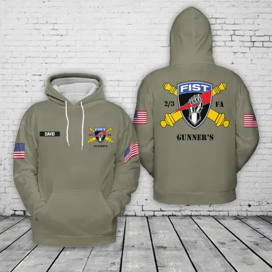 Discover Custom Name Gunner's Fist 3D Hoodie