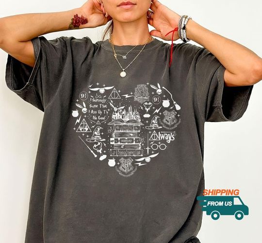 Discover Wizard Castle Book Heart Shirt, Hp Comfort Color Shirt, Bookish Reader, Universal Shirts, Bookworm Gifts, Magic Books Tee