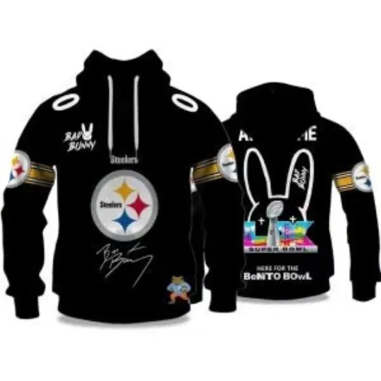 Discover Steel@rs B@d Bunny Bowl LX 2026 Hoodie