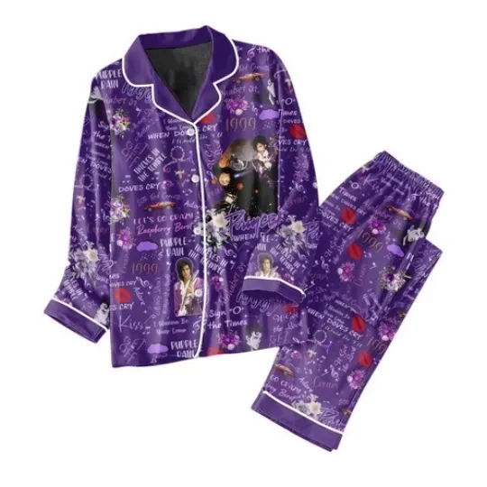 Discover Purple Button Down Pajamas Set