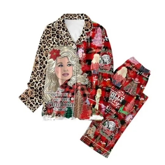 Dolly Parton Button-Down Pajamas Set