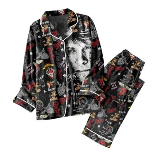 Discover Bon Jovi Button Down Pajamas Set