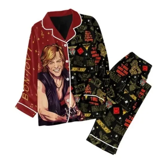 Discover Bon Jovi Button Down Pajamas Set for Adults