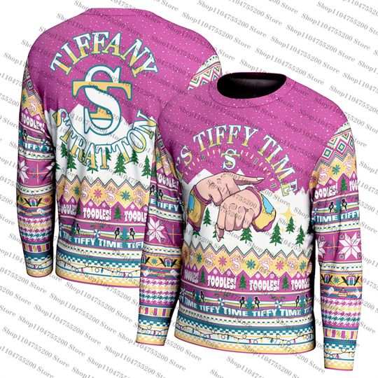 Discover Pink Tiffany Stratton Ugly Christmas Holiday Sweater Men Women Pullover Round Neck Top Christmas Clothing 2025 New Sweatshirt
