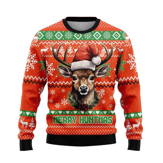 Deer Ugly Christmas Sweater For Mens Clothing Crewneck Knitted Moose Ugly Christmas Sweaters Women Reindeer Sweatshirts Elk Tops