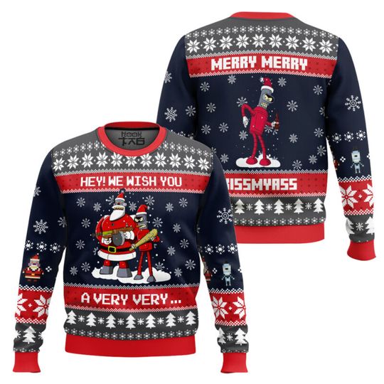 We Wish You A Futurama Ugly Christmas Sweater Funny Holiday Party Pullover Warm Cozy Plus Size Sweater for Men Xmas Gift 2026