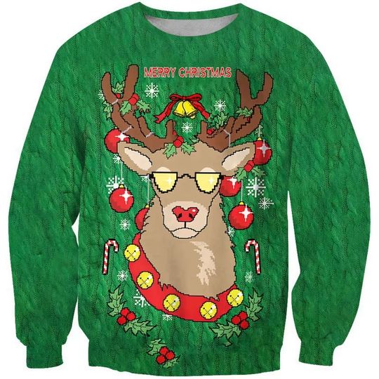 Holiday Graphic Men's Clothing O-neck Hoodie Sweatshirt Santa Snowman 3D Print Thin Crew Neck Autumn Comfort Hoodie