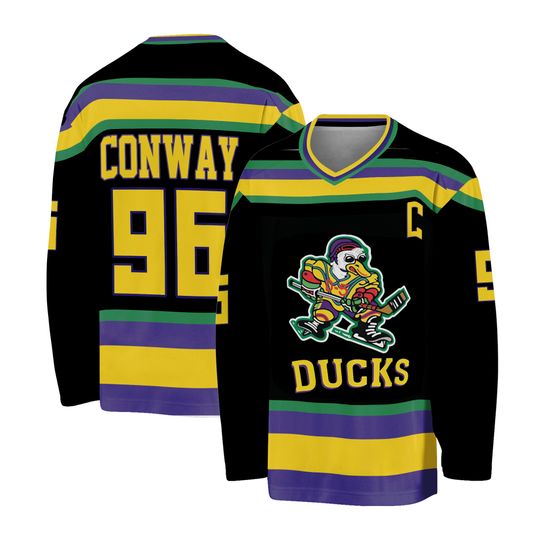 Charlie Conway #96 Mighty Ducks Movie Hockey Jersey White Green Black