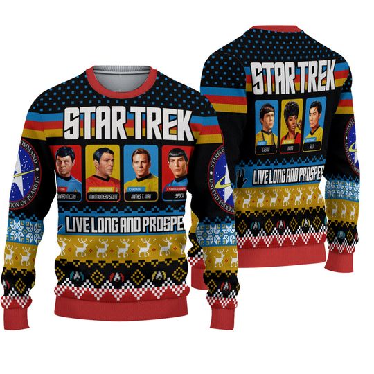Live Long And Prosper Character Squares Christmas Sweater