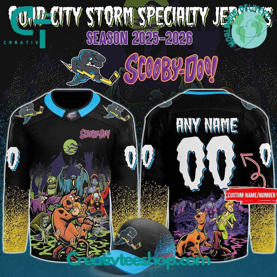 Personalized Quad City Storm x Scooby-Doo Night 2025 Custom Hockey Shirt Men's