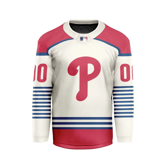 Discover Custom Philadelphia Phillies Away Hockey Shirt Men's Fan Gear Christmas Gift