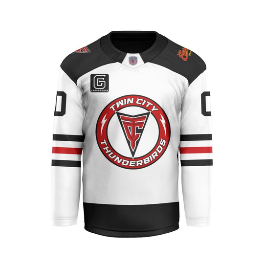 Personalized Twin City Thunderbirds 2025/26 White Hockey Shirt Men's Fan Gear