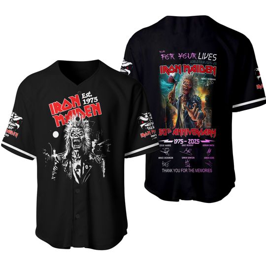 Iron Maiden Inspired Run For Your Lives World Tour 2025 Licensed Baseball Jersey