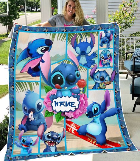 Personalized Disney Stitch Fleece Blanket