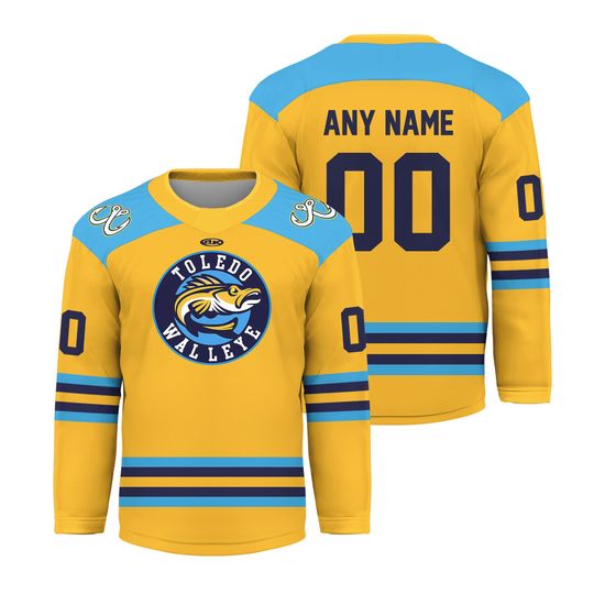 Personalized Toledo Walleye Gold V-shaped Hockey Shirt Men's Fan Gear Xmas Gift