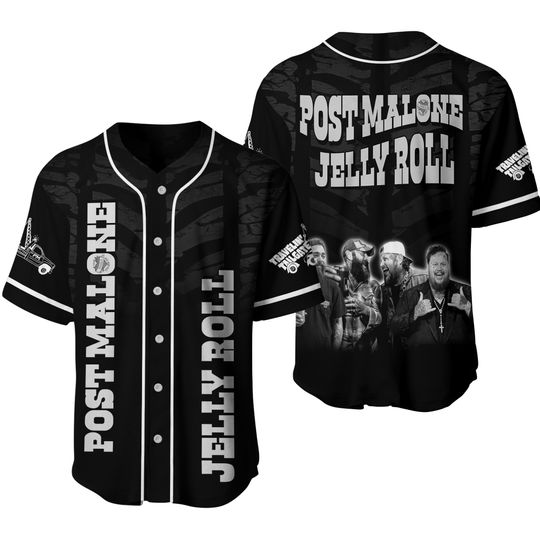 Post Malone Jelly Roll Vintage Jersey, Concert Tour Music Western 2025
