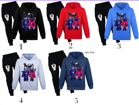 Discover Skibidi Toilet Man Old Boys' Hoodie Set Hoodie Pants Set