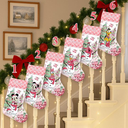 Discover Personalized Mickey And Friends Snowman Xmas Stocking, Magic Kingdom Stockings, Mickey Christmas Socks Home Decoration, Custom Disney Sock