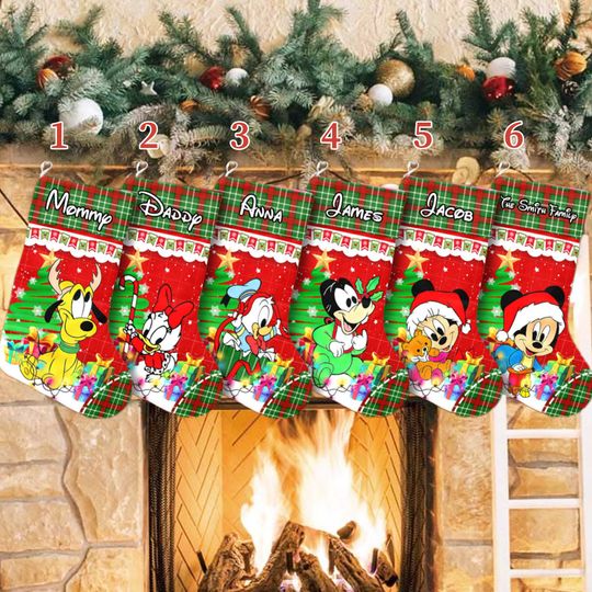 Discover Personalize Disney Baby Mickey And Friends Xmas Stocking, Mickey Mouse Christmas Stockings, Mickey Mouse Christmas Socks Home Decoration