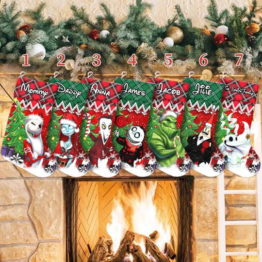 Ghost Horror Xmas Stocking, The Nightmare Before Christmas Stockings, Christmas Socks Home Decoration, Custom Name Stockings