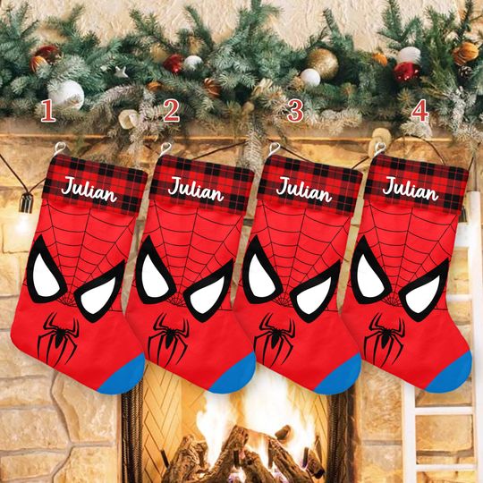 Spiderman Xmas Stocking, Spiderman Movie Christmas Stockings, Superhero Christmas Socks Home Decoration, Custom Name Stockings