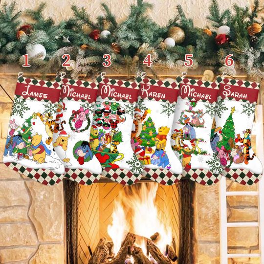 Discover Pooh And Friends Xmas Stocking, Winnie The Pooh Christmas Stockings, Piglet Tigger Eeyore Christmas Socks Home Decoration
