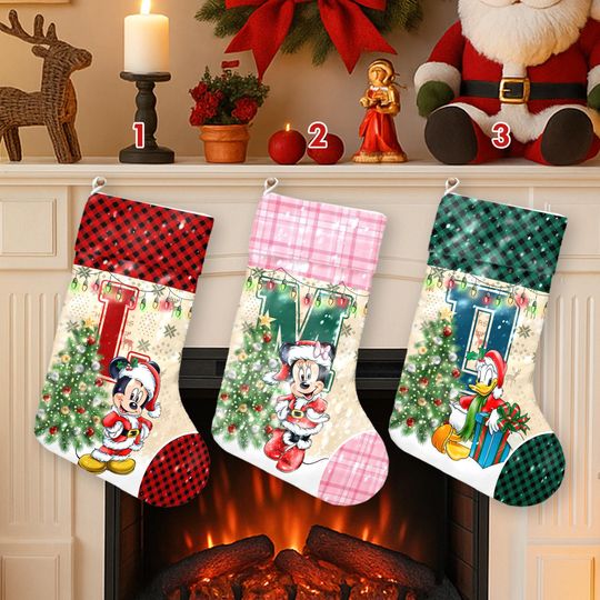 Discover Personalized Mickey Minnie Donald Xmas Stocking, Mickey Mouse Christmas Stockings, Mickey And Friends Christmas Socks Home Decoration