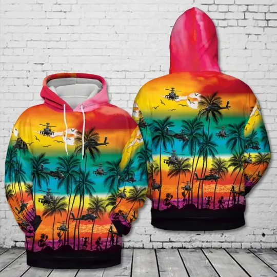 Army Boeing AH-64 Apache 3D Hoodie