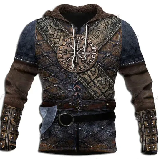 Discover Vikings Armor Helm Of Awe 3D Print Hoodie