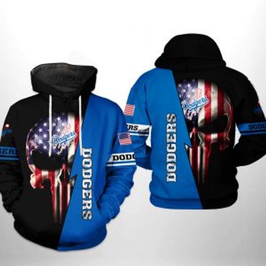 Discover L.A. D0dg*rs US Flag Skull 3D Hoodie