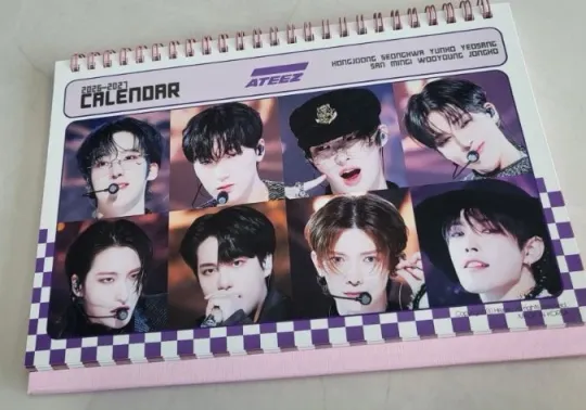 Ateez Photo 2026 2027 Desk Calendar Calender Kpop Idol Singer Song Boys Pink