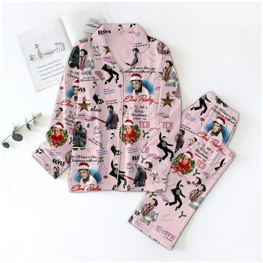Elvis Presley Pajamas Set, Elvis King Long Sleeve Pajamas, Rock And Roll Music Bridesmaid Pajamas
