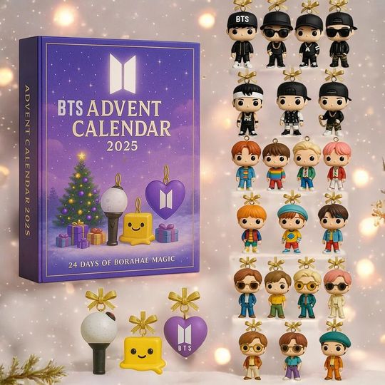 BTS Kpop Advent Calendar 2025, 24 Days Of Borahae Magic Anniversary, Christmas Advent Daily Gift, Gift for Kpop Fans