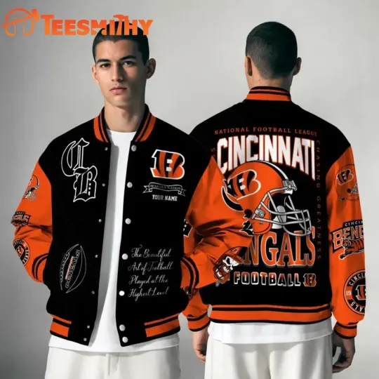 Discover Custom Cincinnati Bengal1 football Chasing Greatness Baseball Jacket