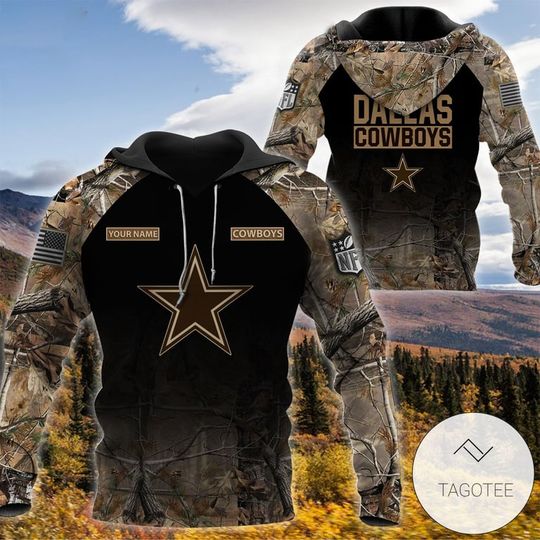 Discover Custom Name Hunting Camo Cowboys 3D Hoodie
