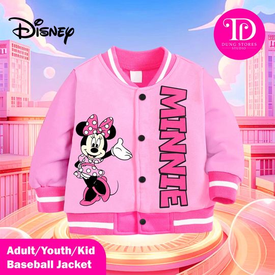 Discover Minnie Mouse Disney Varsity Jacket, Kids and Youth Baseball Jacket, Family Matching Outfit